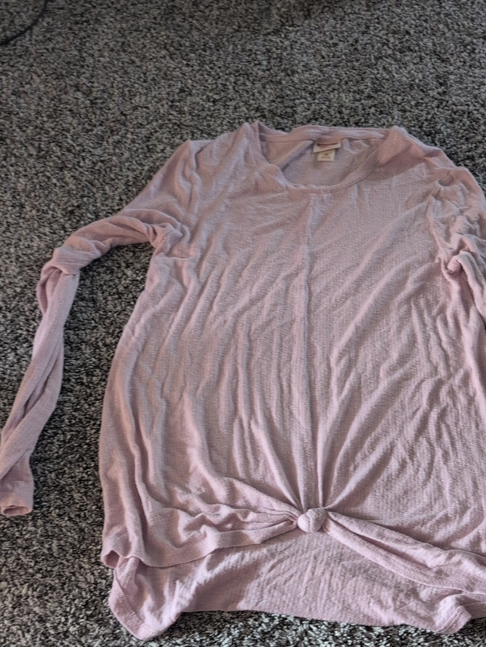 Mossimo Supply Co. Light Pink Long Sleeve Knot-Front Top
